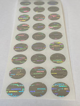 100 BRIGHT SILVER TAMPER EVIDENT VOID HOLOGRAM SECURITY LABELS- 1/2 INCH... - £6.20 GBP