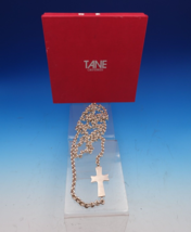 Tane Mexican Sterling Silver Cross Necklace w/Heavy Chain Fitted Box 26&quot; (#7948) - £545.24 GBP