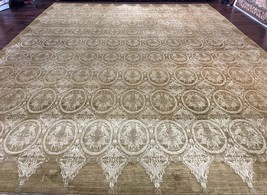 Tibetan Rug 12x15 Wool Olive Green Extra Large Handmade Contemporary Carpet - £3,836.10 GBP