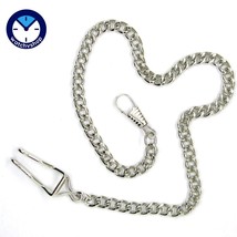 Silver Color Pocket Watch Chain for Men Albert Fob Chain with Belt Clip FC19 - $16.99