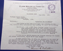 Vintage Clark Boiler And Tank Co Kalamazoo Mich Correspondence  1929 - $6.83 CAD