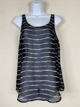 Old navy Women Size M Black Sheer Striped Tank Blouse Sleeveless - £7.46 GBP