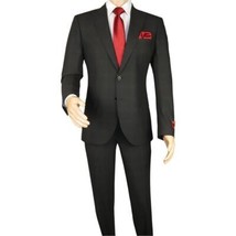 Men Suit BERLUSCONI Turkey Italian Wool 180's Single Breasted 623-01 Black Plaid image 3