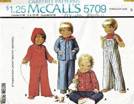 Vintage 1977 Toddler&#39;s Unlined Jacket &amp; Overalls Pattern 5709-m Size 1/2 Uncut - £8.97 GBP