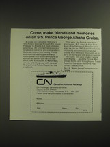1974 CN Canadian National Railways Cruise Ad - Come make friends and memories  - £14.55 GBP