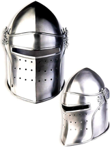 Medieval Renaissance Detachable Visor Barbute 18 Guage Functional Helmet Armor R - £73.99 GBP