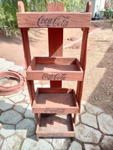 Coca Cola Coke 4 Tier Wood Advertising Store Display Stand Rack Bottle  ... - £173.53 GBP