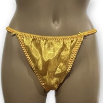 VTG Satin String Bikini Gold Yellow Smiley Happy Face Sz 8 NWOT NOS - £69.49 GBP