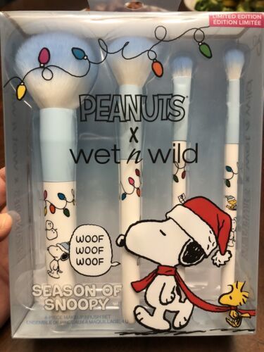 Peanuts x Wet n Wild 4 Piece Makeup Brush Set Season of Snoopy Limited Edition - $23.36