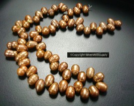 Copper Freshwater Top Drilled Teardrop Pearl Bead Strand 16 in 9-11x6x8mm BS085 - £5.38 GBP