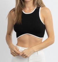 Olivaceous rena ribbed crop in BLACK + IVORY - $35.00