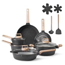 Granite Nonstick Pots &amp; Pans Set (17-Piece Induction Cookware Black) - $136.99