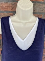 Charming Charlie Double Layer Blouse Small Sleeveless Top White Blue Shirt - £5.19 GBP