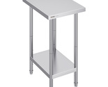 VEVOR Stainless Steel Adjustable Work Table 24x18x34 in, 2 Storeys, 640 ... - $71.99