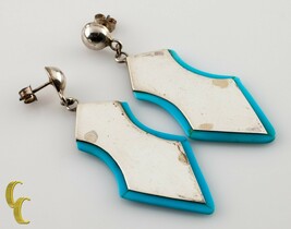 925 Argent Sterling en Forme de Bouclier avec Turquoise Accsents Boucles - $134.41