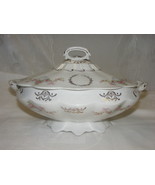 Vintage Footed Covered Casserole Dish C P Co Dixie Pink Floral Design Go... - $856.88 MXN