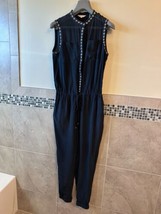 Rebecca Taylor Black Silk Jumpsuit Pinhead Detail Sz 6 Nwot - $78.21