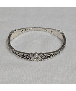 Brighton Zoe Bangle Bracelet Silver Tone Scroll Design with Swarovski Cr... - $33.96