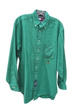 Vintage Tommy Hilfiger Green Crest Men  Medium Shirt Soft Linen Button 1... - £23.50 GBP