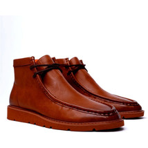 Men's TAYNO Wallabee Chukka Boots Mojave Smooth Leather Light Weight Cognac image 2