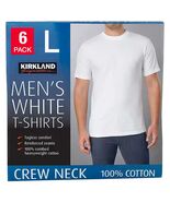 Kirkland Signature Men&#39;s 6-pack White 100% Cotton Crew Neck T-Shirt L  L... - $686.59 MXN