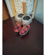 Vintage Red &amp; Black Buffalo Check Plaid Ice Skates~Christmas Ornament 4.... - $209.43 MXN