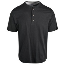 Chaps Men&#39;s Basic T-Shirt Black Coastland Wash Henley (S03) - £11.34 GBP