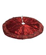 Vintage Chestnut Lane Red Beaded Christmas Tree Skirt 50 Inch Holiday Decor - $36.00