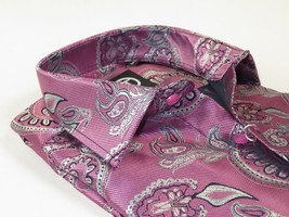 Men's Silky Paisley Floral Shirt By JT Milano AVM Turkey Slim Fit 6010-04 Pink image 2