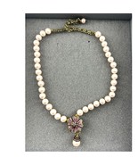 Heidi Daus Early Blooms Pearl Crystal Necklace and Clip on Earrings Pink - $210.54 CAD