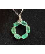 natural emerald silver 925 pendant circle pendant - $147.31