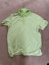Puma Polo Shirt Mens Large green wht striped Golf Casual Dry Cell Champions Run - £14.54 GBP