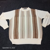 Steve Harvey Henley Sweater Adult Large Brown White Striped Knit - €15,09 EUR