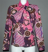 VTG OMAR SHARIF Colorful Bright &quot;green joy&quot; Flower Power Pullover Shirt Wm&#39;s M? - £55.48 GBP