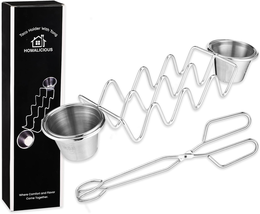 Taco Holder with Tong - Premium Stainless Steel Taco Holder with 2 Bonus Cups fo - £16.37 GBP