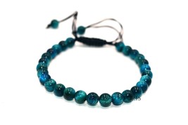 Natural Blue Star Tiger&#39;s Eye 6x6 mm Beads Thread Bracelet ATB-15 - £7.88 GBP