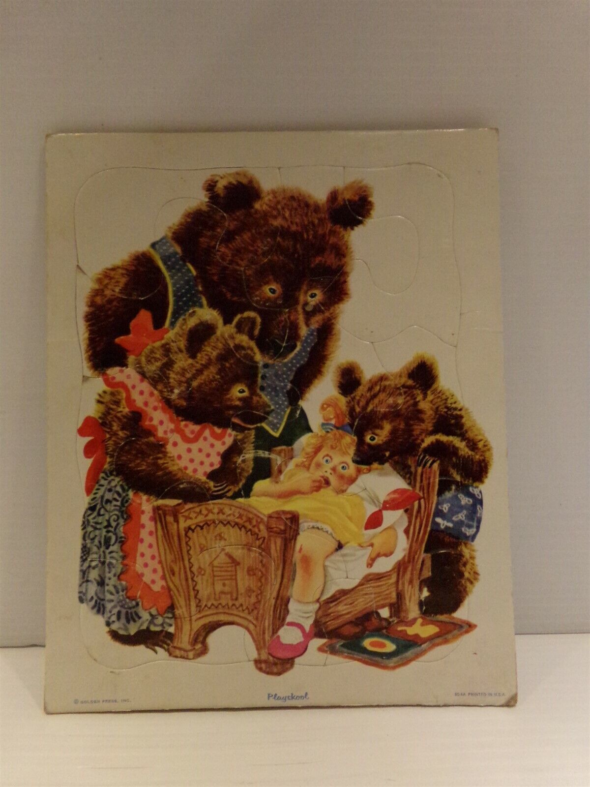 Vintage Golden Press Goldilocks & Three Bears Board Puzzle 13 pc 80-4A - £10.65 GBP