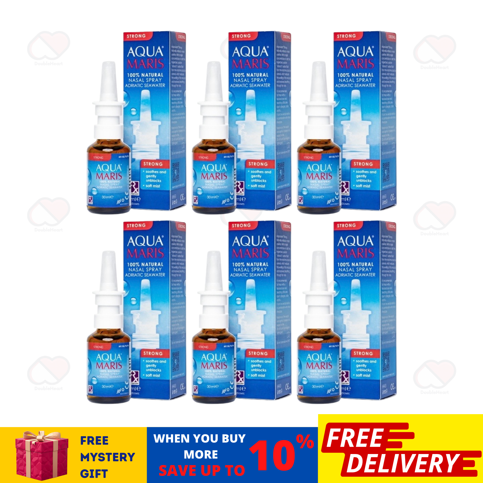 6 X AQUA MARIS Strong 100% Natural [Decongestant] Nasal Spray 30ml - Col... - $96.66