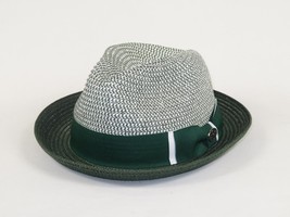 Men's Bently Soft Fedora Briad Straw Hat Stingy Brim Gino Gi216 Green White image 5