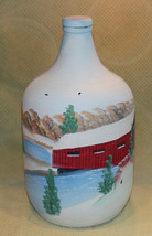 Guy F Spangler Vintage Hand Painted Gallon Jug Glass Wine Bottle Covered Bridge - £11.75 GBP