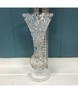Vtg Footed Clear Glass Bud Vase Vintage Star of David Starburst Pinwheel... - $26.73