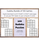 100 Printable Sudoku Puzzles from Easy to Hard with Answer Key, Instant ... - $1.00