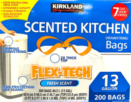 Kirkland Signature Flex-Tech Fresh Scent Kitchen Drawstring Bags 200 Bags - $629.07 MXN