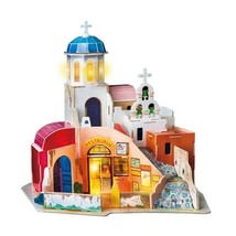 Miniature Wooden Aegean Sea Doll House With Led Light Diy Kids Adult Toy Gifts - £39.83 GBP