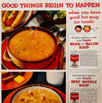 1960 Campbell&#39;s Soup Advertisement Beef Noodle Bean And Bacon Vintage DWXX2 - €9,23 EUR
