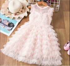Girl Dress Kids Dresses For Girls Mesh Casual Lace Embroidery Princess Baby Girl - £14.97 GBP