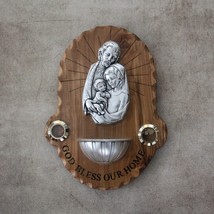 Vintage Carved Wood Holy Water Font, Jesus Christ Hanging Stoup, Handmad... - £39.29 GBP