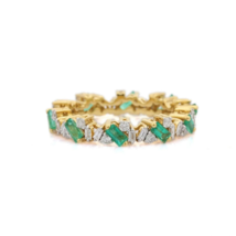 18K Yellow Gold Emerald Diamond Ring - £876.59 GBP