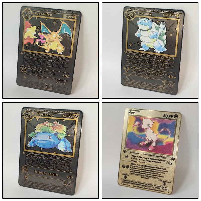 Pokemon French Cards Gold Metal 1996years First Edition Card Charizard Blastoise - £7.13 GBP