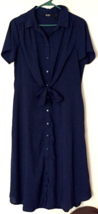 Du Jour women dress size Small navy blue button close tie in front butto... - $17.79